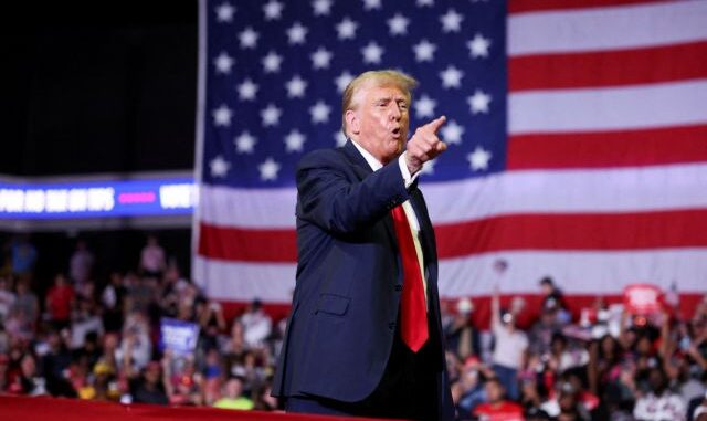 Former U.S. President and Republican presidential candidate Trump's campaign event in Philadelphia